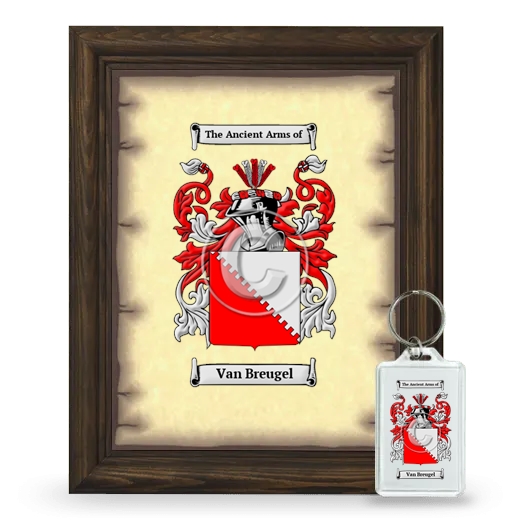 Van Breugel Framed Coat of Arms and Keychain - Brown